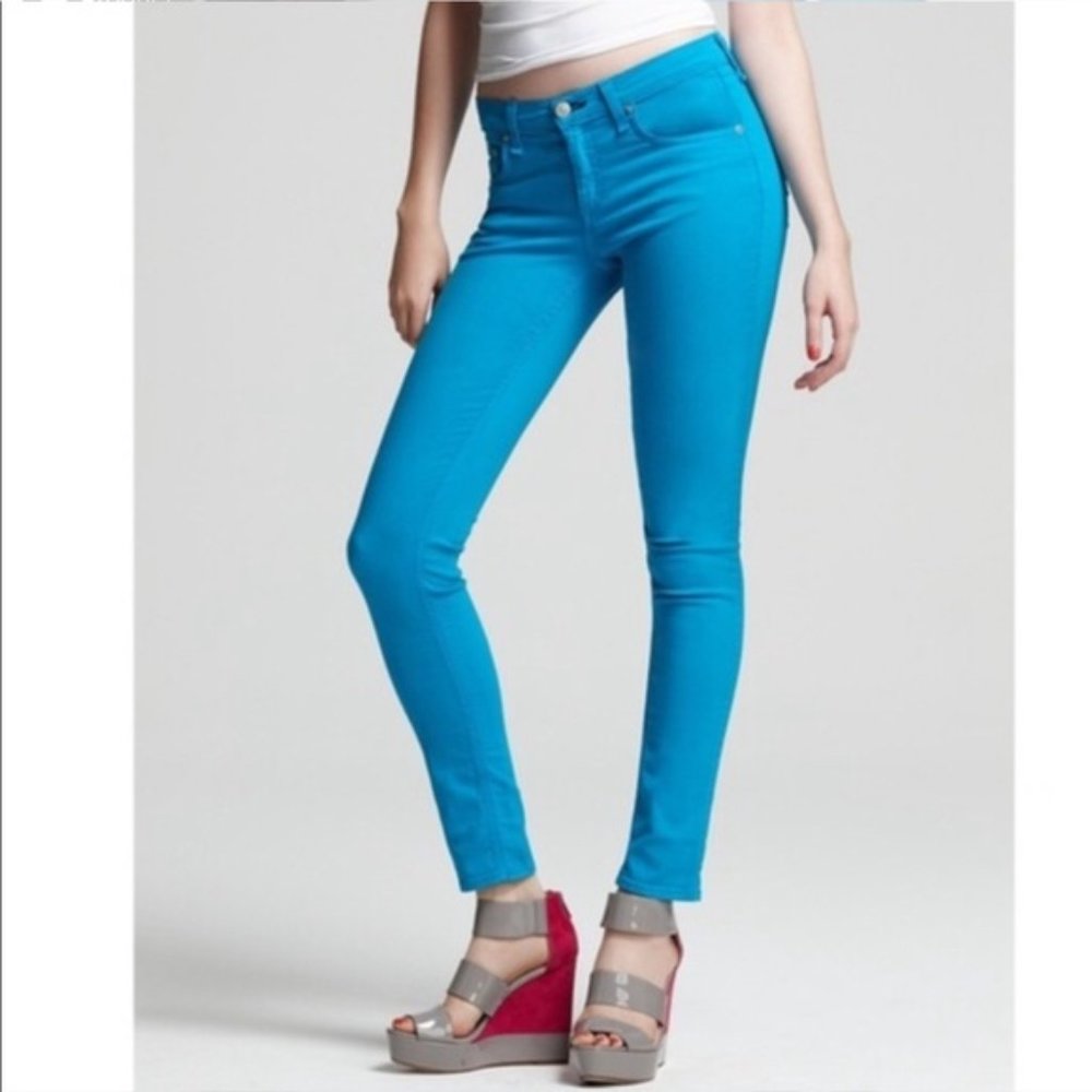 Rag & Bone Skinny Jeans Bright Blue Turqoise